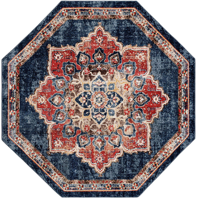 Dark Blue 7' x 7' Utopia Octagon Area Rug Traditional Vintage Persian Inspired Vivid Color Durable Carpet for Unique Interiors for Sale at Rug Engine