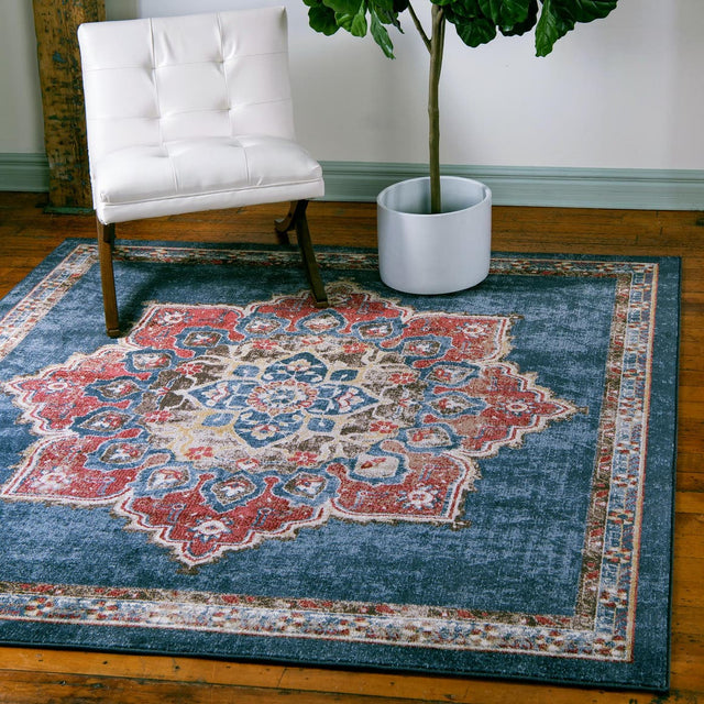 Dark Blue 5' x 5' Utopia Square Area Rug