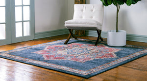 Dark Blue 5' x 5' Utopia Square Area Rug
