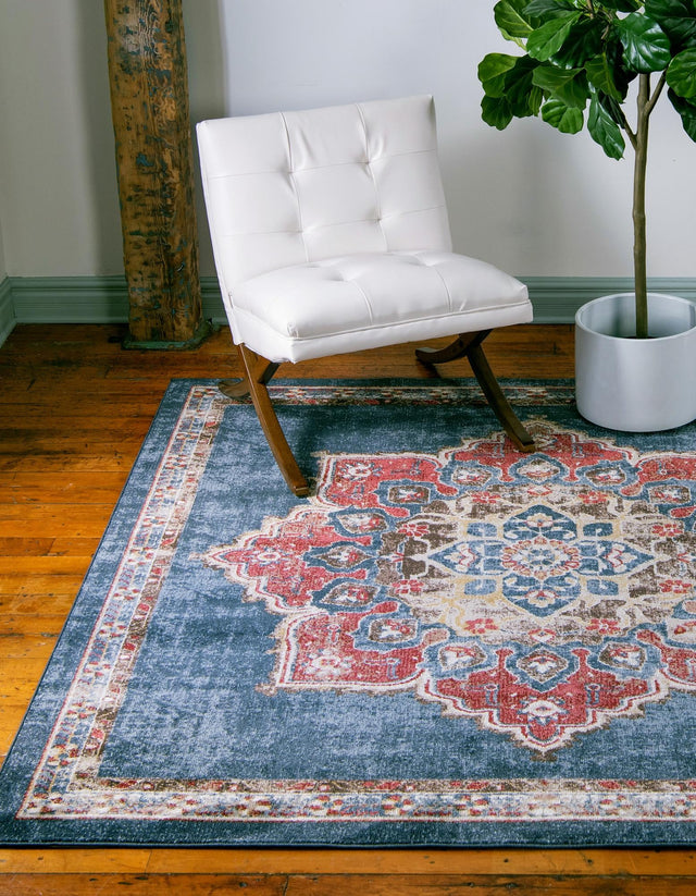 Dark Blue 7' x 7' Utopia Square Area Rug Traditional Vintage Persian Inspired Vivid Color Durable Carpet for Unique Interiors for Sale at Rug Engine
