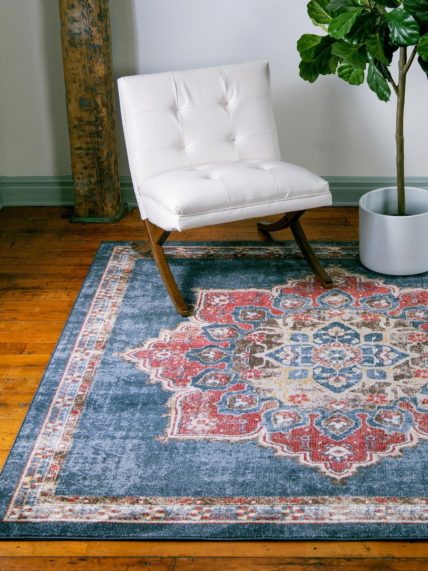 Dark Blue 4' x 4' Utopia Square Area Rug Traditional Vintage Persian Inspired Vivid Color Durable Carpet for Unique Interiors for Sale at Rug Engine