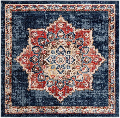Dark Blue 7' x 7' Utopia Square Area Rug Traditional Vintage Persian Inspired Vivid Color Durable Carpet for Unique Interiors for Sale at Rug Engine