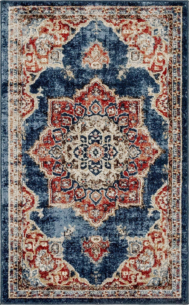 Dark Blue 3' 3 x 5' 3 Utopia Rectangle Area Rug Traditional Vintage Persian Inspired Vivid Color Durable Carpet for Unique Interiors for Sale at Rug Engine