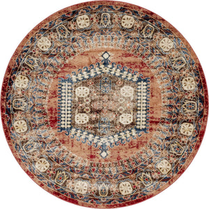Terracotta 7' x 7' Utopia Round Area Rug Traditional Vintage Persian Inspired Vivid Color Durable Carpet for Unique Interiors for Sale at Rug Engine