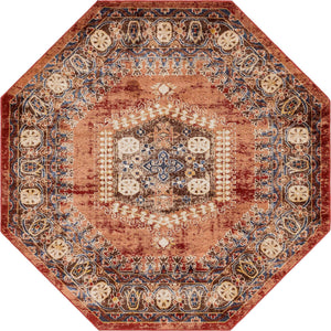 Terracotta 7' x 7' Utopia Octagon Area Rug Traditional Vintage Persian Inspired Vivid Color Durable Carpet for Unique Interiors for Sale at Rug Engine