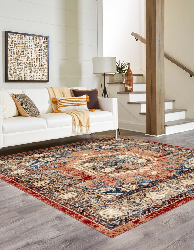 Terracotta 7' x 7' Utopia Square Area Rug Traditional Vintage Persian Inspired Vivid Color Durable Carpet for Unique Interiors for Sale at Rug Engine