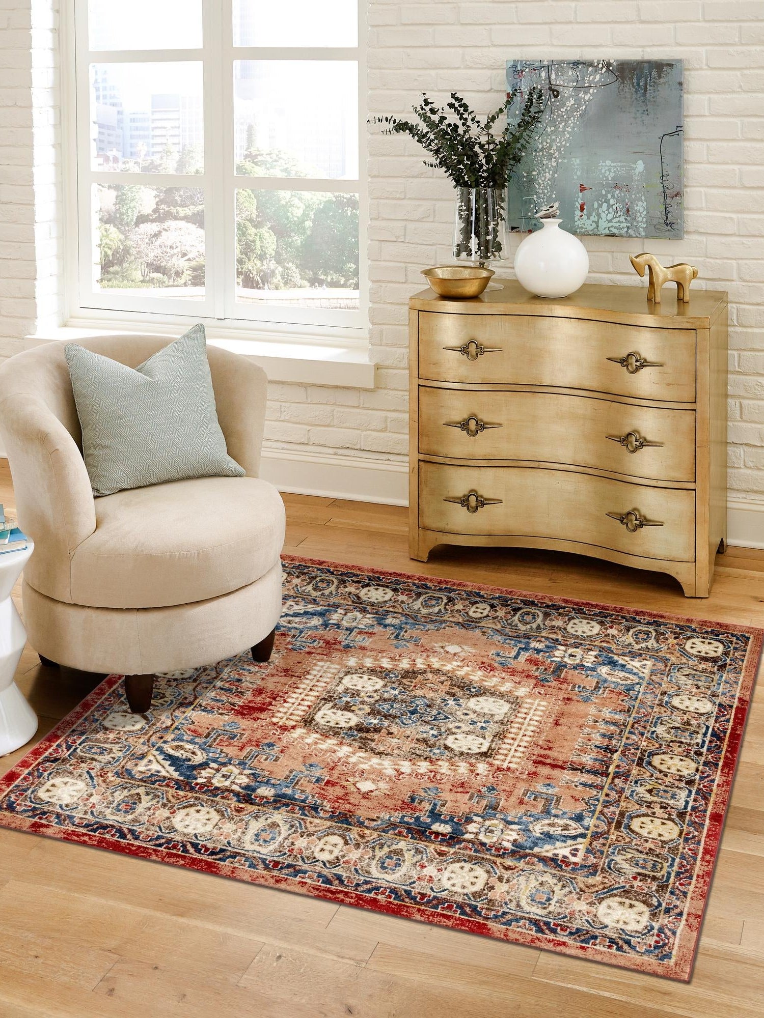 Terracotta 6' 1 x 6' 1 Utopia Square Area Rug Traditional Vintage Persian Inspired Vivid Color Durable Carpet for Unique Interiors for Sale at Rug Engine