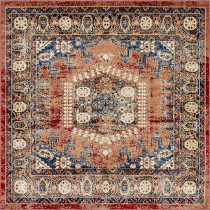 Terracotta 7' x 7' Utopia Square Area Rug Traditional Vintage Persian Inspired Vivid Color Durable Carpet for Unique Interiors for Sale at Rug Engine