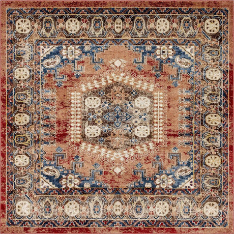 Terracotta 7' x 7' Utopia Square Area Rug Traditional Vintage Persian Inspired Vivid Color Durable Carpet for Unique Interiors for Sale at Rug Engine