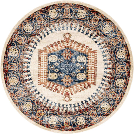 Cream 7' x 7' Utopia Round Area Rug Traditional Vintage Persian Inspired Vivid Color Durable Carpet for Unique Interiors for Sale at Rug Engine
