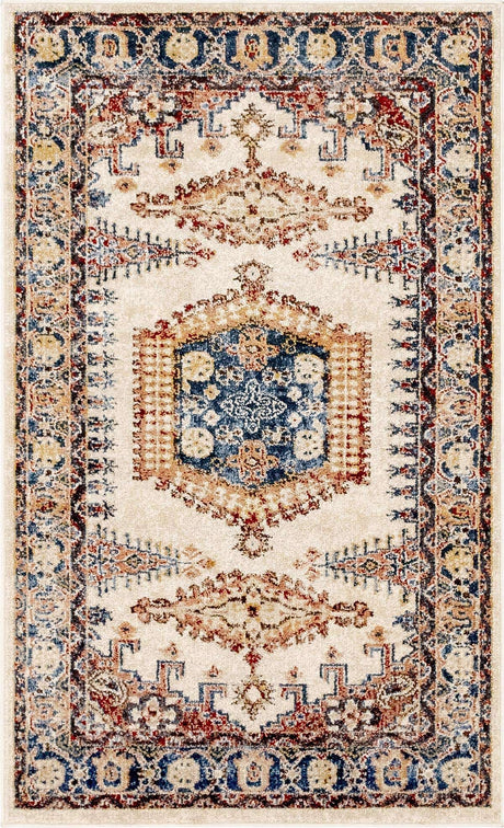 Cream 3' 3 x 5' 3 Utopia Rectangle Area Rug Traditional Vintage Persian Inspired Vivid Color Durable Carpet for Unique Interiors for Sale at Rug Engine