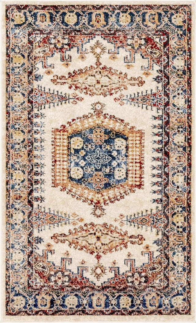 Cream 3' 3 x 5' 3 Utopia Rectangle Area Rug Traditional Vintage Persian Inspired Vivid Color Durable Carpet for Unique Interiors for Sale at Rug Engine