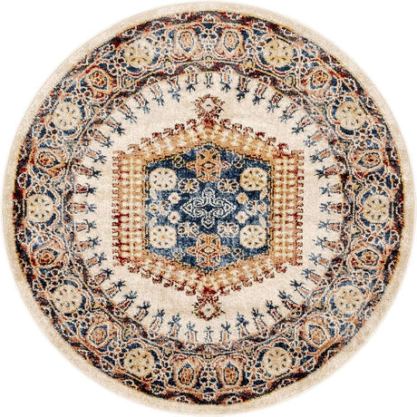 Cream 4' 1 x 4' 1 Utopia Round Area Rug Traditional Vintage Persian Inspired Vivid Color Durable Carpet for Unique Interiors for Sale at Rug Engine