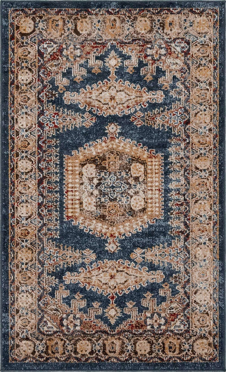 Blue 3' 3 x 5' 3 Utopia Rectangle Area Rug Traditional Vintage Persian Inspired Vivid Color Durable Carpet for Unique Interiors for Sale at Rug Engine