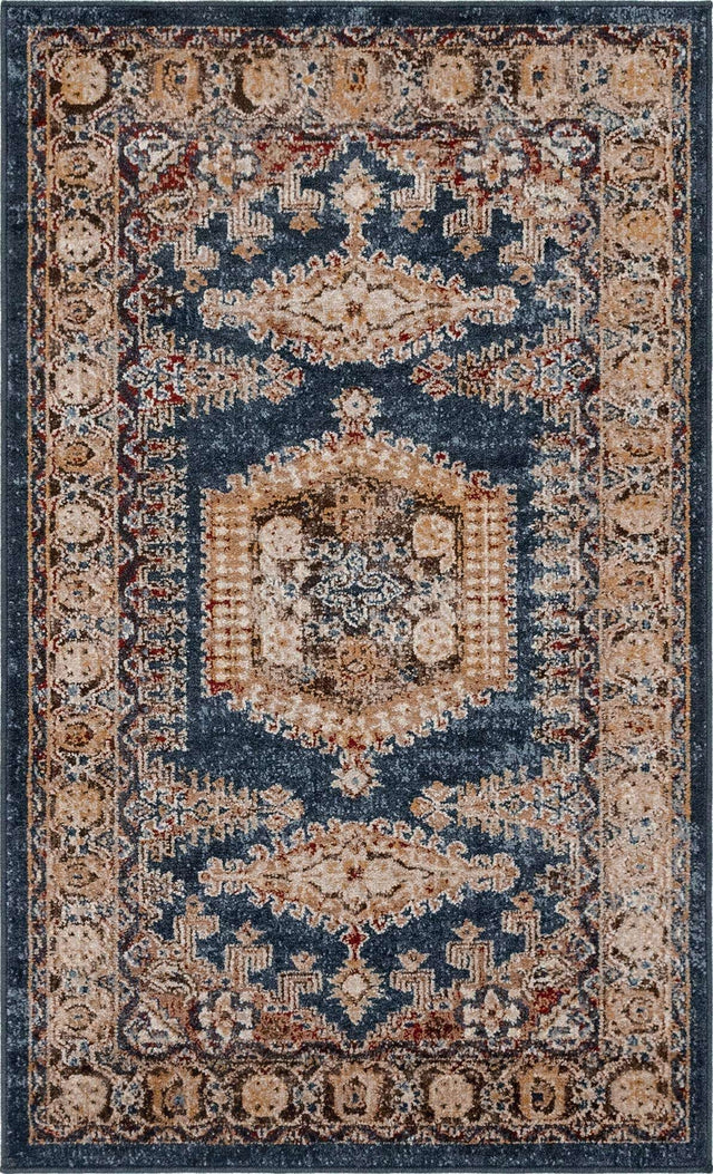 Blue 3' 3 x 5' 3 Utopia Rectangle Area Rug Traditional Vintage Persian Inspired Vivid Color Durable Carpet for Unique Interiors for Sale at Rug Engine