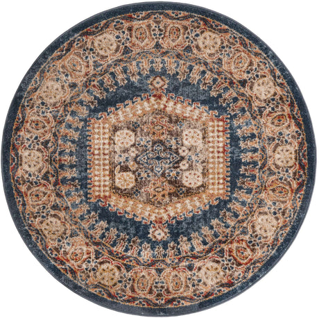 Blue 4' 1 x 4' 1 Utopia Round Area Rug Traditional Vintage Persian Inspired Vivid Color Durable Carpet for Unique Interiors for Sale at Rug Engine
