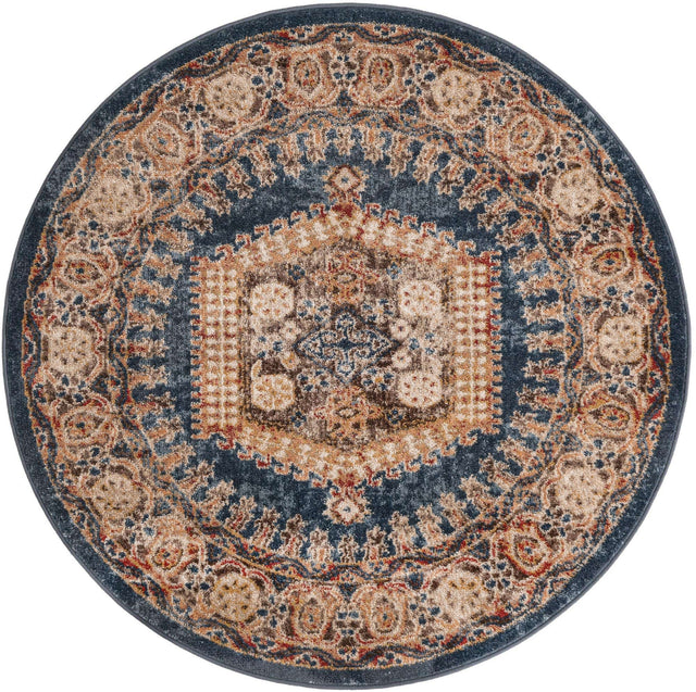 Blue 4' 1 x 4' 1 Utopia Round Area Rug Traditional Vintage Persian Inspired Vivid Color Durable Carpet for Unique Interiors for Sale at Rug Engine
