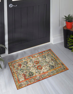 Multicolor 2' x 3' 1 Rosso Rectangle Area Rug Vintage Distressed Faded Traditional Design Carpet for Unique Home Interior Design for Sale at Rug Engine