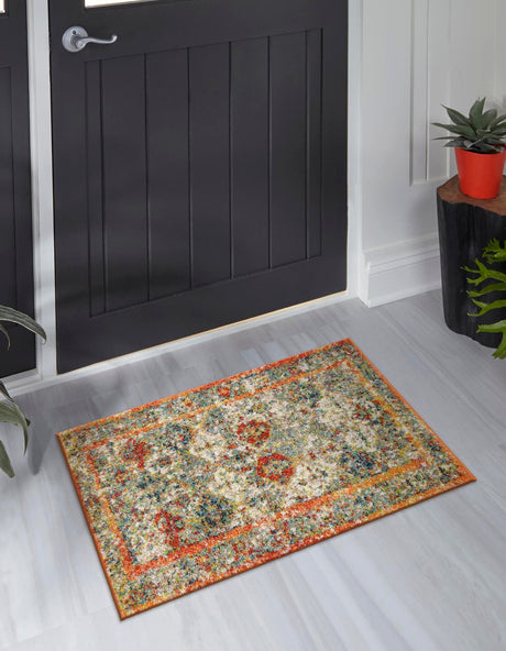 Multicolor 2' x 3' 1 Rosso Rectangle Area Rug Vintage Distressed Faded Traditional Design Carpet for Unique Home Interior Design for Sale at Rug Engine