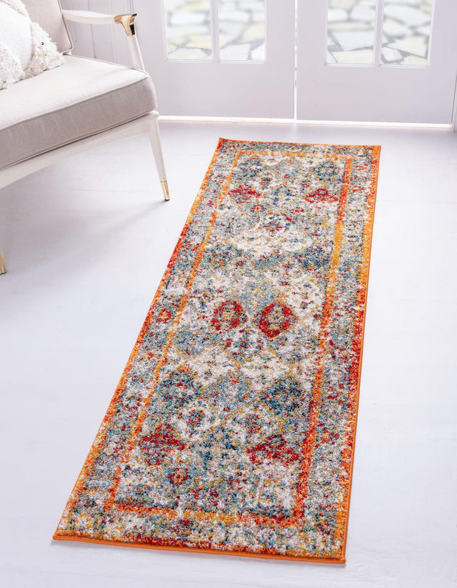 Multicolor 2' x 6' 1 Rosso Runner Area Rug Vintage Distressed Faded Traditional Design Carpet for Unique Home Interior Design for Sale at Rug Engine