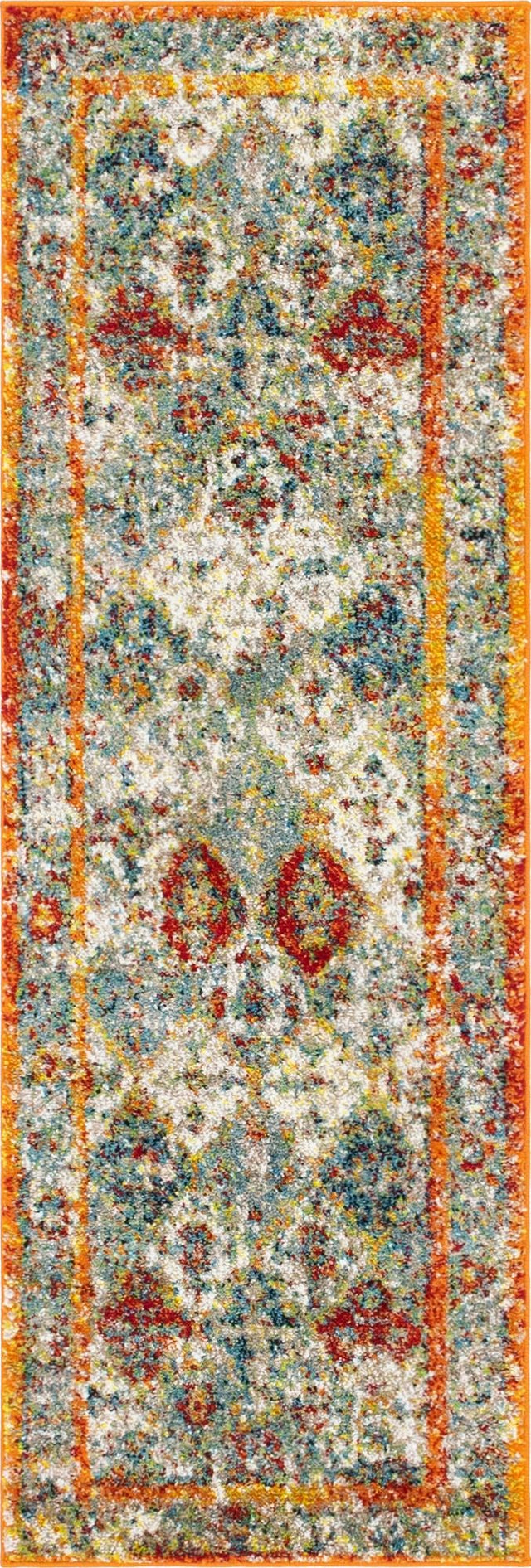 Multicolor 2' x 6' 1 Rosso Runner Area Rug Vintage Distressed Faded Traditional Design Carpet for Unique Home Interior Design for Sale at Rug Engine
