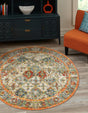 Multicolor 3' 3 x 3' 3 Rosso Round Area Rug Vintage Distressed Faded Traditional Design Carpet for Unique Home Interior Design for Sale at Rug Engine