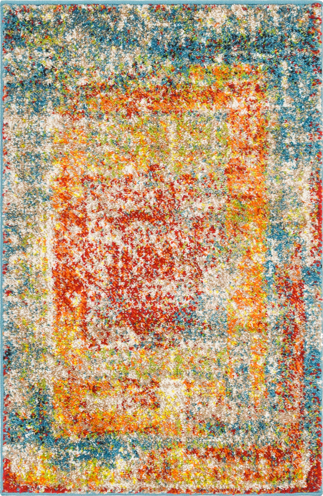 Multicolor 2' x 3' 1 Rosso Rectangle Area Rug Vintage Distressed Faded Traditional Design Carpet for Unique Home Interior Design for Sale at Rug Engine