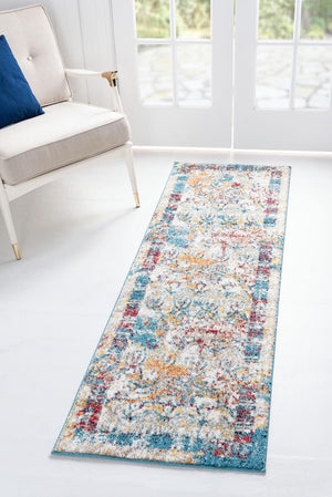 Multicolor 2' x 6' 1 Rosso Runner Area Rug Vintage Distressed Faded Traditional Design Carpet for Unique Home Interior Design for Sale at Rug Engine