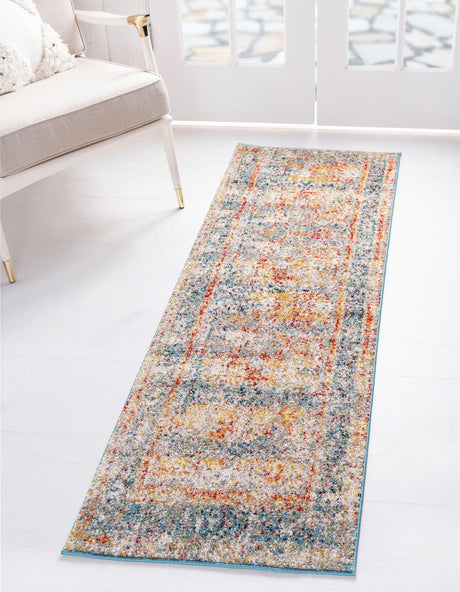Blue 2' 7 x 10' Rosso Runner Area Rug Vintage Distressed Faded Traditional Design Carpet for Unique Home Interior Design for Sale at Rug Engine