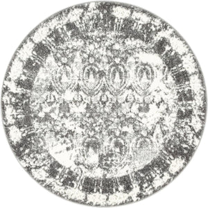Gray 4' 1 x 4' 1 Rosso Round Area Rug Vintage Distressed Faded Traditional Design Carpet for Unique Home Interior Design for Sale at Rug Engine