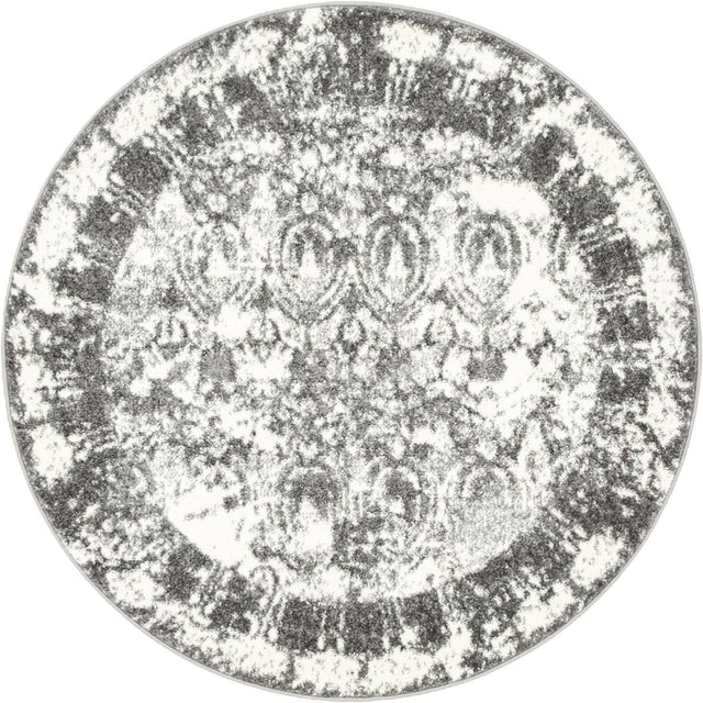Gray 4' 1 x 4' 1 Rosso Round Area Rug Vintage Distressed Faded Traditional Design Carpet for Unique Home Interior Design for Sale at Rug Engine