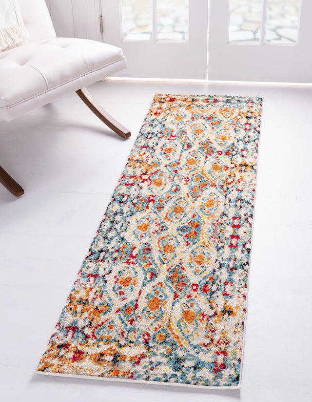 Multicolor 2' 7 x 10' Rosso Runner Area Rug Vintage Distressed Faded Traditional Design Carpet for Unique Home Interior Design for Sale at Rug Engine