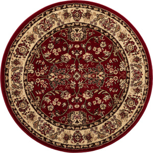 Burgundy 4' 1 x 4' 1 Sialk Hill Round Area Rug 100% Polypropylene Durable Easy Clean Classic Traditional Design Carpet for Interior Design for Sale at Rug Engine
