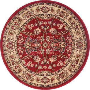 Burgundy 3' 1 x 3' 1 Sialk Hill Round Area Rug 100% Polypropylene Durable Easy Clean Classic Traditional Design Carpet for Interior Design for Sale at Rug Engine