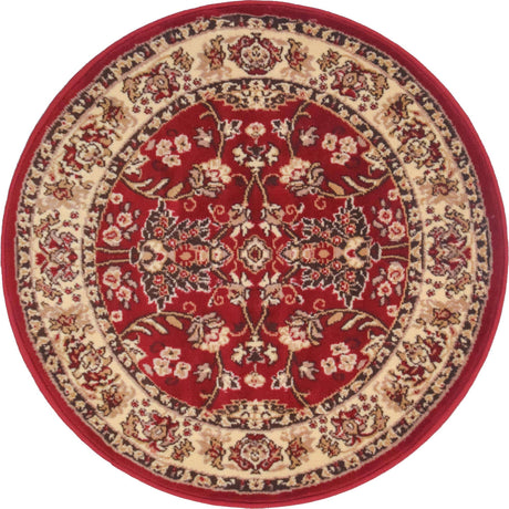 Burgundy 3' 1 x 3' 1 Sialk Hill Round Area Rug 100% Polypropylene Durable Easy Clean Classic Traditional Design Carpet for Interior Design for Sale at Rug Engine