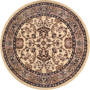 Ivory 4' 1 x 4' 1 Sialk Hill Round Area Rug 100% Polypropylene Durable Easy Clean Classic Traditional Design Carpet for Interior Design for Sale at Rug Engine