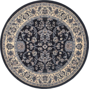 Black 4' 1 x 4' 1 Sialk Hill Round Area Rug 100% Polypropylene Durable Easy Clean Classic Traditional Design Carpet for Interior Design for Sale at Rug Engine