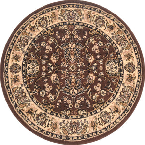 Brown 4' 1 x 4' 1 Sialk Hill Round Area Rug 100% Polypropylene Durable Easy Clean Classic Traditional Design Carpet for Interior Design for Sale at Rug Engine