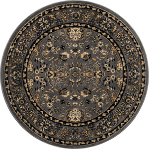 Gray 4' 1 x 4' 1 Sialk Hill Round Area Rug 100% Polypropylene Durable Easy Clean Classic Traditional Design Carpet for Interior Design for Sale at Rug Engine