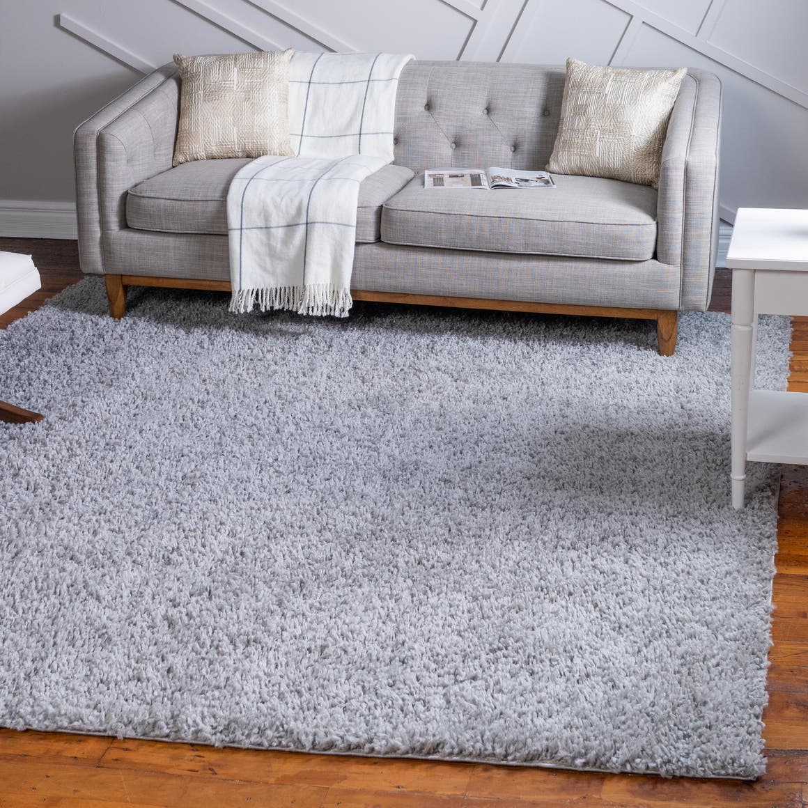 Sterling 3' 1 x 3' 1 Davos Shag Square Area Rug Thick Soft Touch Fluffy & Plush Shaggy Pile 100% Polypropylene Carpet for Living Dining Bedrooms Office for Sale at Rug Engine