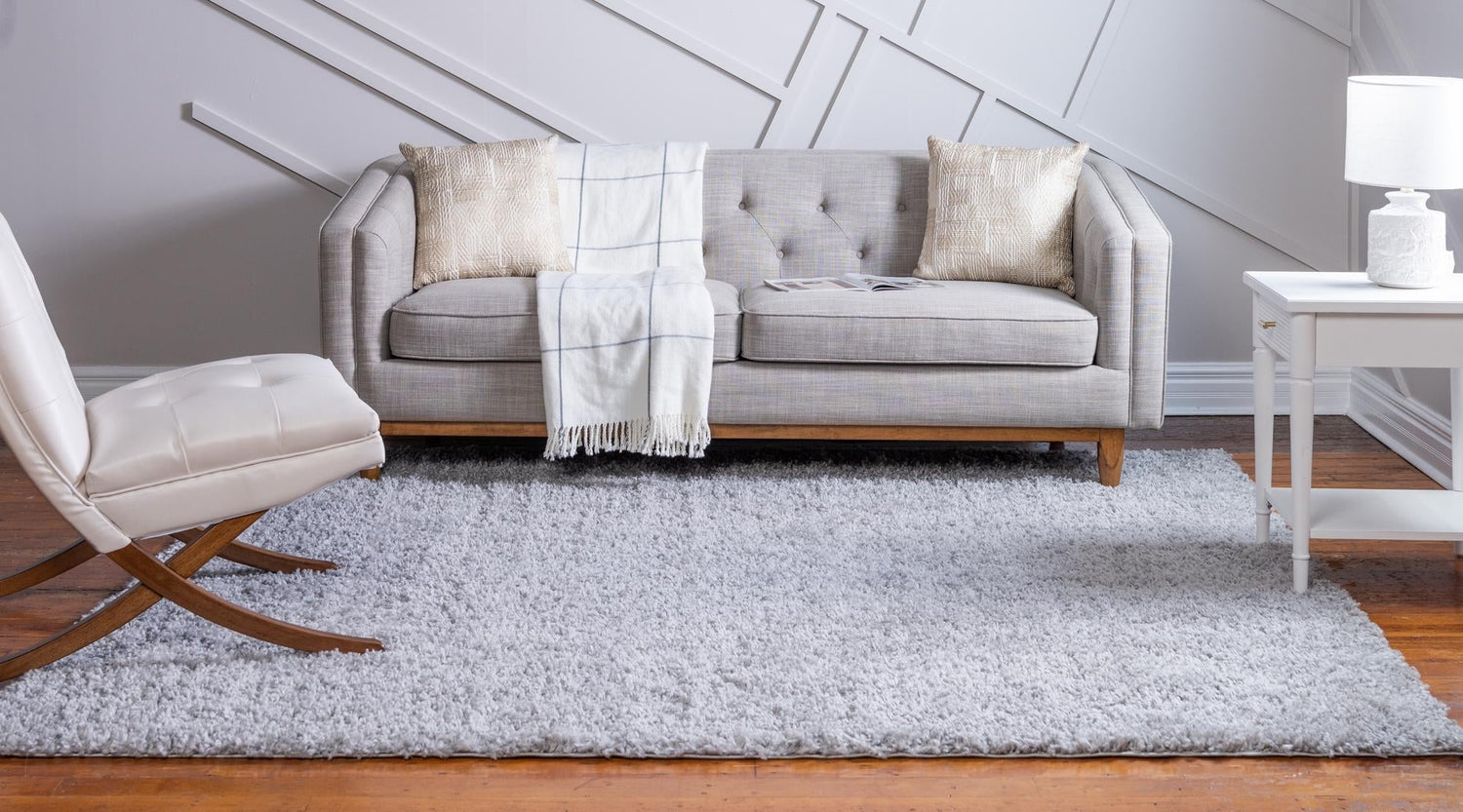 Sterling 3' 1 x 3' 1 Davos Shag Square Area Rug Thick Soft Touch Fluffy & Plush Shaggy Pile 100% Polypropylene Carpet for Living Dining Bedrooms Office for Sale at Rug Engine