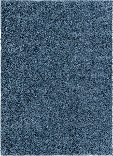 Marine Blue 7' 10 x 11' Davos Shag Rectangle Area Rug Thick Soft Touch Fluffy & Plush Shaggy Pile 100% Polypropylene Carpet for Living Dining Bedrooms Office for Sale at Rug Engine