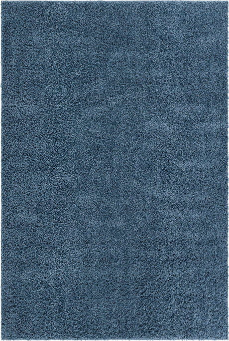 Marine Blue 6' 1 x 9' Davos Shag Rectangle Area Rug Thick Soft Touch Fluffy & Plush Shaggy Pile 100% Polypropylene Carpet for Living Dining Bedrooms Office for Sale at Rug Engine