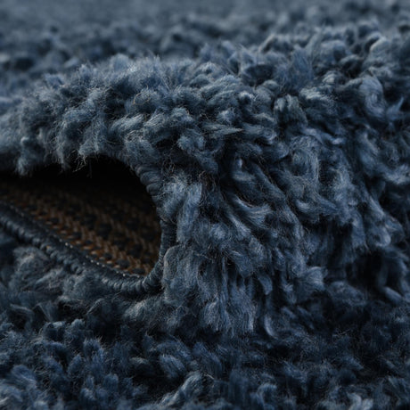 Marine Blue 3' 1 x 5' 3 Davos Shag Rectangle Area Rug Thick Soft Touch Fluffy & Plush Shaggy Pile 100% Polypropylene Carpet for Living Dining Bedrooms Office for Sale at Rug Engine