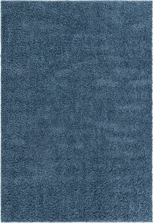 Marine Blue 4' 1 x 6' 1 Davos Shag Rectangle Area Rug Thick Soft Touch Fluffy & Plush Shaggy Pile 100% Polypropylene Carpet for Living Dining Bedrooms Office for Sale at Rug Engine