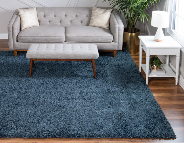 Marine Blue 10' x 10' Davos Shag Square Area Rug Thick Soft Touch Fluffy & Plush Shaggy Pile 100% Polypropylene Carpet for Living Dining Bedrooms Office for Sale at Rug Engine