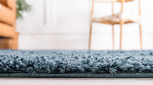 Marine Blue 7' 10 x 7' 10 Davos Shag Square Area Rug Thick Soft Touch Fluffy & Plush Shaggy Pile 100% Polypropylene Carpet for Living Dining Bedrooms Office for Sale at Rug Engine