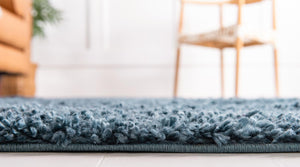 Marine Blue 10' x 10' Davos Shag Square Area Rug Thick Soft Touch Fluffy & Plush Shaggy Pile 100% Polypropylene Carpet for Living Dining Bedrooms Office for Sale at Rug Engine