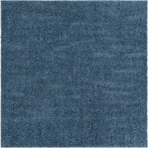 Marine Blue 7' 10 x 7' 10 Davos Shag Square Area Rug Thick Soft Touch Fluffy & Plush Shaggy Pile 100% Polypropylene Carpet for Living Dining Bedrooms Office for Sale at Rug Engine