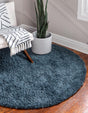 Marine Blue 5' 3 x 5' 3 Davos Shag Round Area Rug Thick Soft Touch Fluffy & Plush Shaggy Pile 100% Polypropylene Carpet for Living Dining Bedrooms Office for Sale at Rug Engine